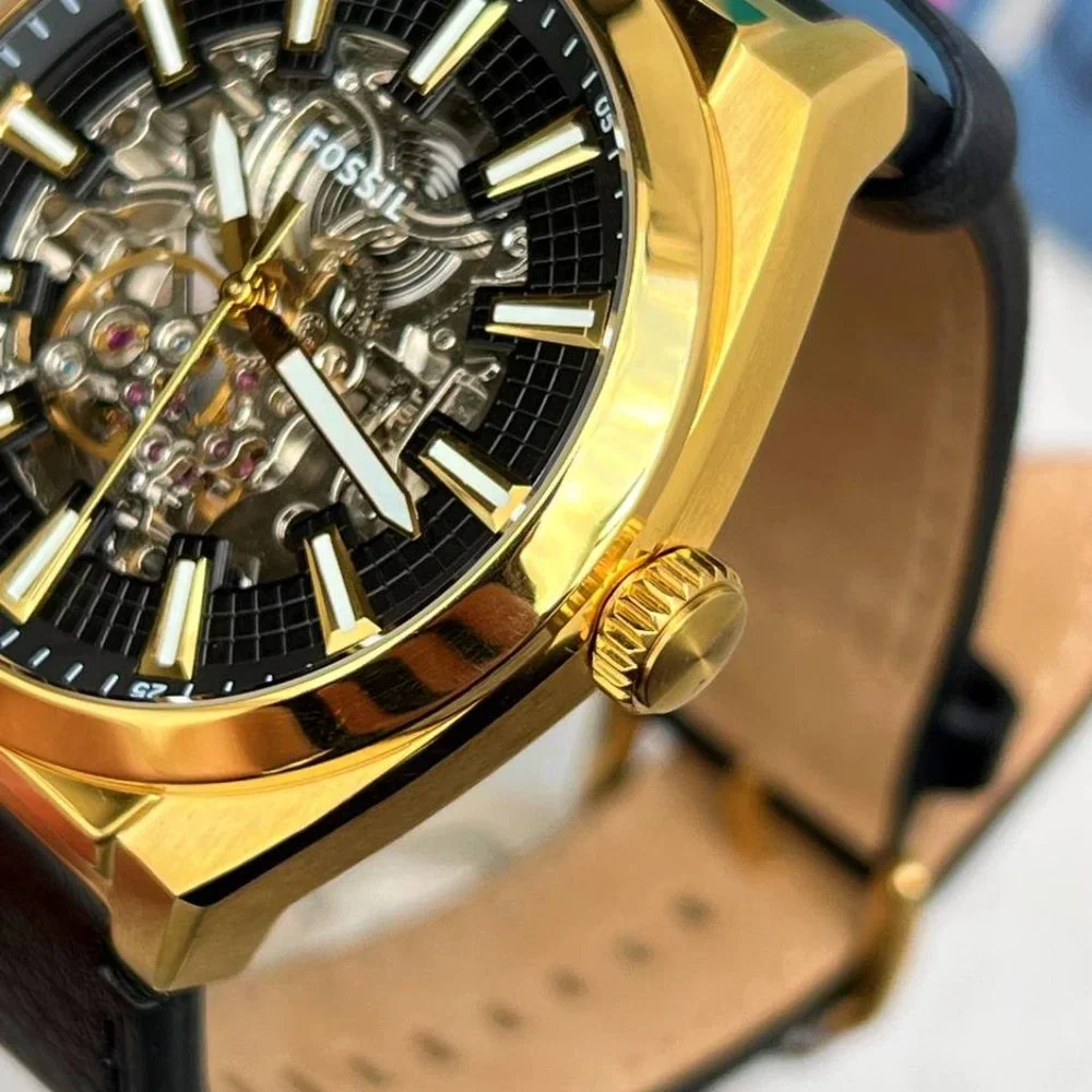 Fossil Men's Gold Transparent Caseback Luxury Watch